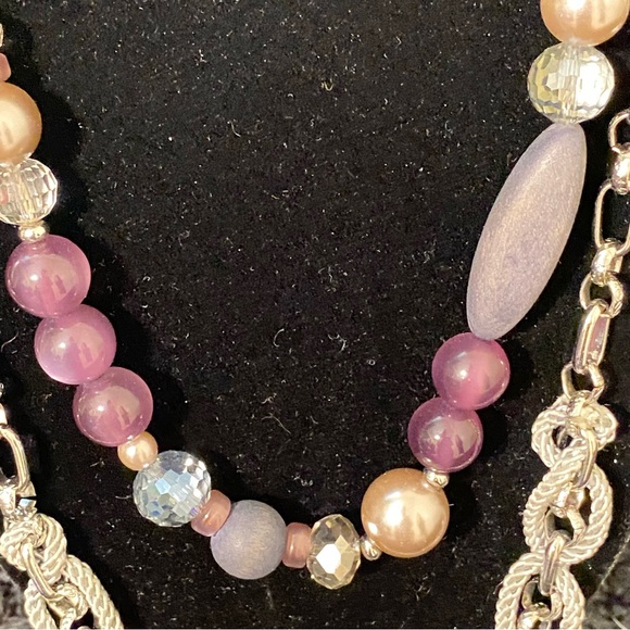 Chico's Double Tiered Wood Rope and Glass Beaded Necklace - Picture 4 of 15